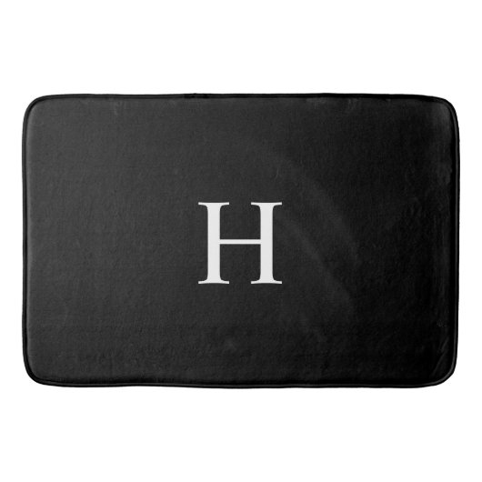 Zwarte Elegante Moderne Monogram Badmat (Voorkant)