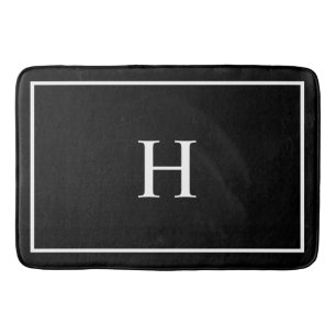 Zwarte Elegante Moderne Monogram Badmat