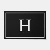 Zwarte Elegante Moderne Monogram Deurmat (Voorkant)