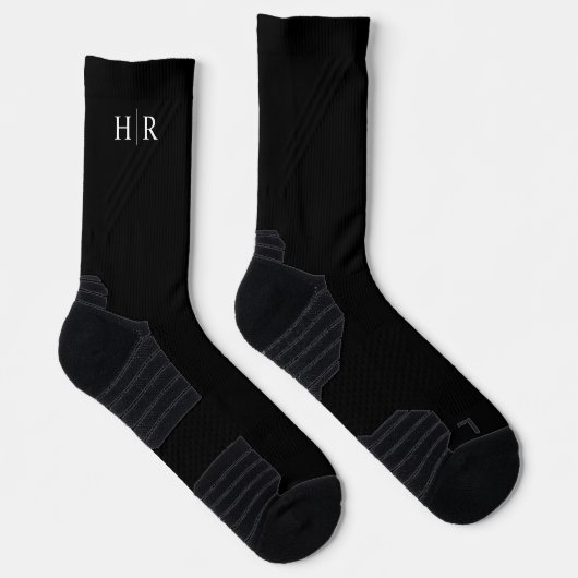 Zwarte Elegante Moderne Monogram Sokken (Rechts)
