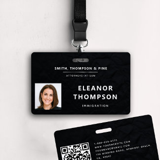 Zwarte Elegante Moderne Zakelijke Bedrijfsfoto QR Badge
