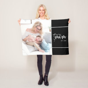 Zwarte Elegante Moeder Opgericht Boog Voeg Foto To Fleece Deken