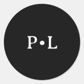 Zwarte Elegante Monogram Huwelijk Ronde Sticker (Voorkant)