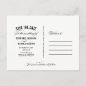 Zwarte elegante parel script bruiloft opslaan van  aankondigingskaart (Achterkant)