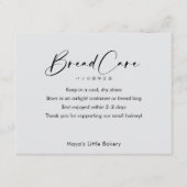 Zwarte Elegante Script Brood Verzorgingsinstructie Bedankkaart (Voorkant)
