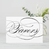 Zwarte Elegante Script Bruiloft Favorieten Bord Kaart (Staand voorkant)