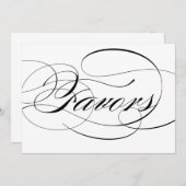 Zwarte Elegante Script Bruiloft Favorieten Bord Kaart (Voorkant / Achterkant)