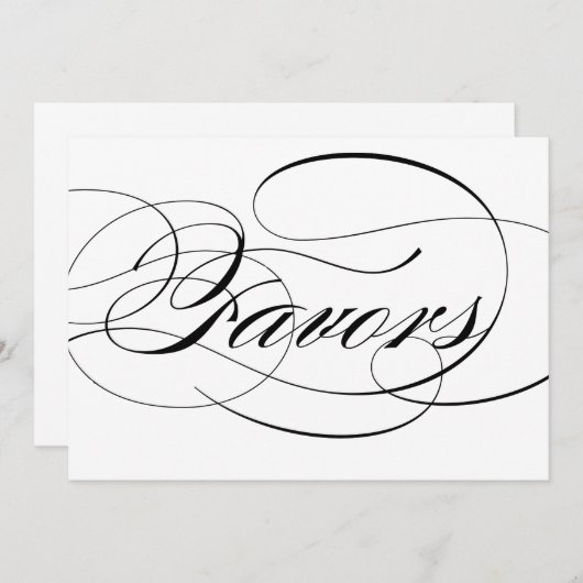 Zwarte Elegante Script Bruiloft Favorieten Bord Kaart (Voorkant / Achterkant)