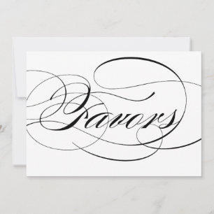 Zwarte Elegante Script Bruiloft Favorieten Bord Kaart