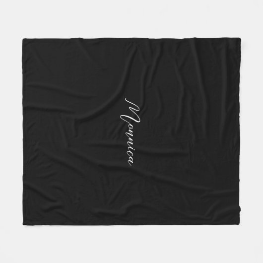 Zwarte Elegante Script Fleece Deken (Voorkant (Horizontaal))