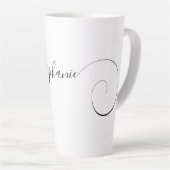 Zwarte Elegante Script Krullige Naam Latte Mok (Rechterhoek)