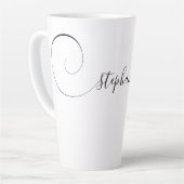 Zwarte Elegante Script Krullige Naam Latte Mok (Linkerhoek)