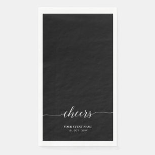 Zwarte Elegante Script Lettering Proost Evenement Servet
