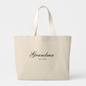 Zwarte Elegante Script Oma Gevestigd Grote Tote Bag (Achterkant)