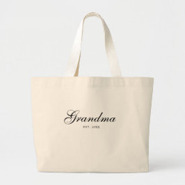 Zwarte Elegante Script Oma Gevestigd Grote Tote Bag