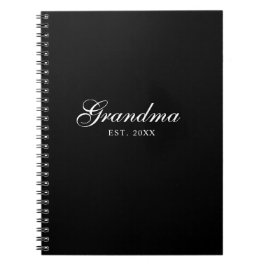 Zwarte Elegante Script Oma Opricht Notitieboek