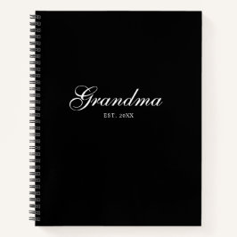Zwarte Elegante Script Oma Opricht Notitieboek