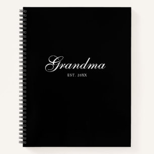Zwarte Elegante Script Oma Opricht Notitieboek