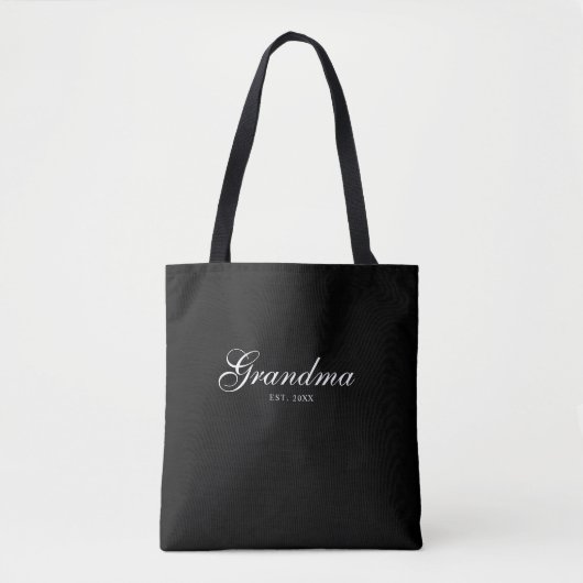 Zwarte Elegante Script Oma Opricht Tote Bag (Voorkant)
