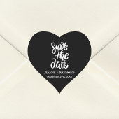 Zwarte Elegante Script Save The Date Boho Bruiloft Hart Sticker