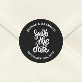 Zwarte Elegante Script Save The Date Boho Bruiloft Ronde Sticker