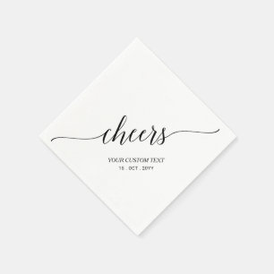 Zwarte Elegante Stijlvolle Lettertype Cheers Evene Servet