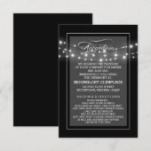 Zwarte elegante string lichten ontvangst kaarten (Voorkant / Achterkant)
