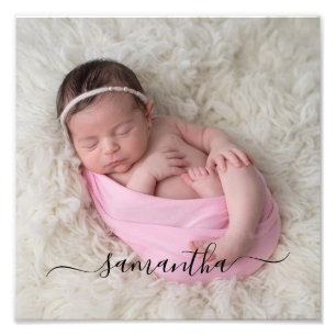 Zwarte Elegante Swash Handtekening Naam 10x10 Foto Afdruk
