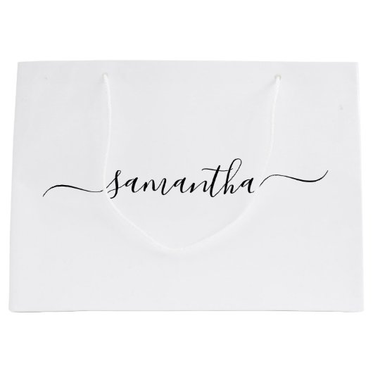 Zwarte Elegante Swash Handtekening Naam Groot Cadeauzakje (Voorkant)