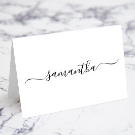 Zwarte Elegante Swash Handtekening Naam Plaatskaar Kaart
