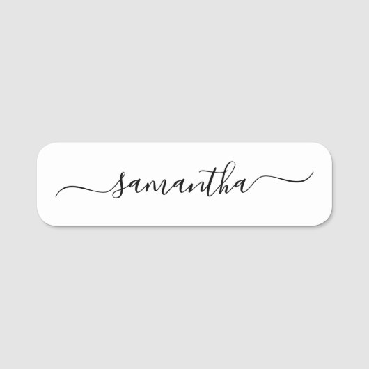 Zwarte Elegante Swash Signature Lettertype Naamplaatje (Voorkant)