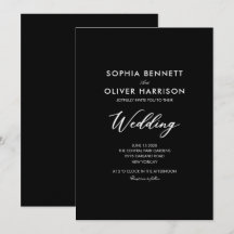 zwarte ELEGANTE TROUWKAART klassiek
