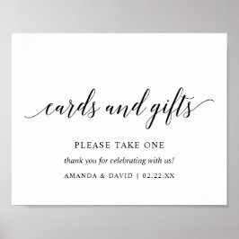 Zwarte Elegante Typografie Huwelijkskaart cadeau B Poster