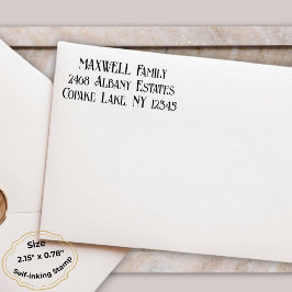 Zwarte Elegante Typografie Naam Retouradres Zelfinktende Stempel