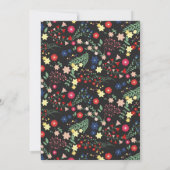 Zwarte Elegante Wilde Bloemen Patroon Baby Shower Kaart (Achterkant)