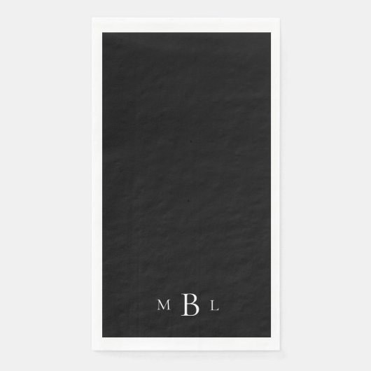Zwarte Elegante Witte II Monogram Papieren Gast Ha Servet (Voorkant)