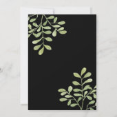 Zwarte elegante zoete trouwkaart met eucalyptus kaart (Achterkant)