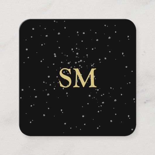 Zwarte elegantie vierkante visitekaartje (Voorkant)