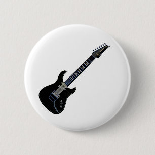 Zwarte elektrische gitaar ronde button 5,7 cm