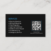 Zwarte Elektromonteur Diensten QR Code Visitekaartje (Achterkant)