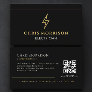 Zwarte Elektromonteur Professioneel QR-code Visitekaartje
