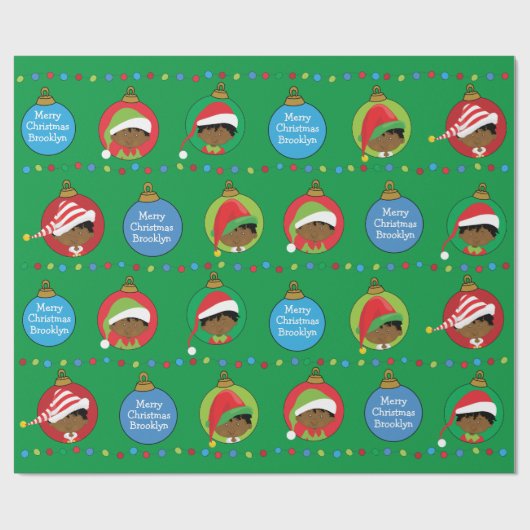 Zwarte Elf Boy Wrapping Paper Cadeaupapier (Vlak)