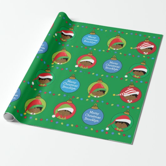 Zwarte Elf Boy Wrapping Paper Cadeaupapier (Uitgerold)