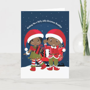 Zwarte Elf Twins Elf Holiday Card Feestdagen Kaart