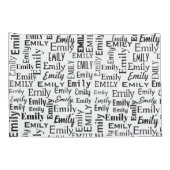 Zwarte EMILY naam op wit Kussensloop (Achterkant-Rechts)