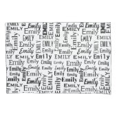 Zwarte EMILY naam op wit Kussensloop (Voorkant-Links)