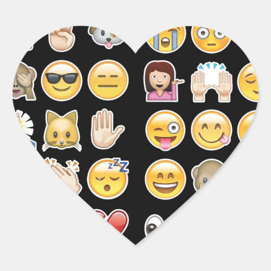 zwarte emoji hart sticker (Voorkant)