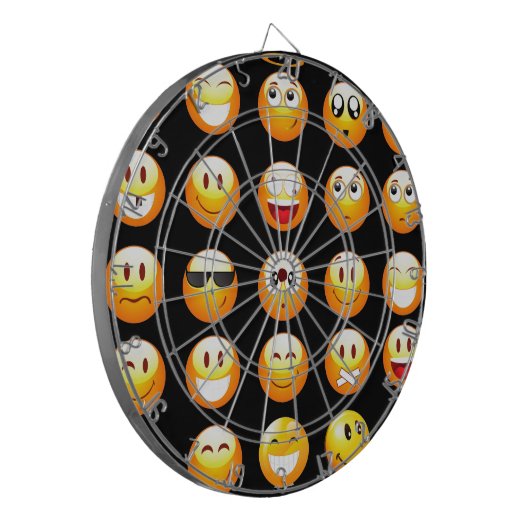zwarte emojus dartbord (Voorkant Links)