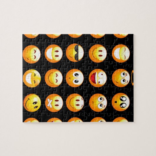 zwarte emojus legpuzzel (Horizontaal)