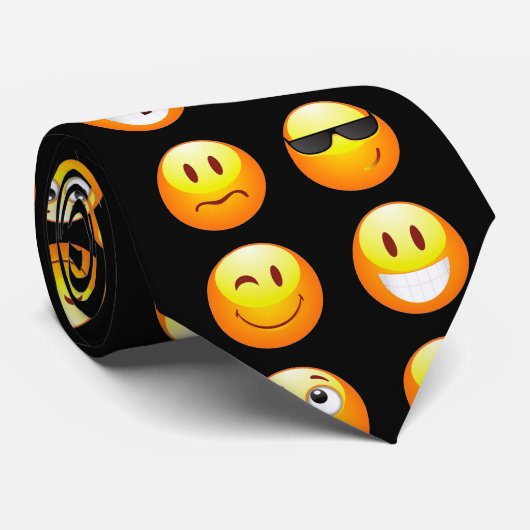 zwarte emojus stropdas (Opgerold)